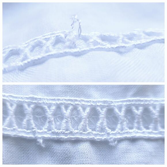 VTG Linen Embroidered Floral Top Sz S White 3/4 Sleeve Cottagecore Lagenlook - Picture 11 of 11